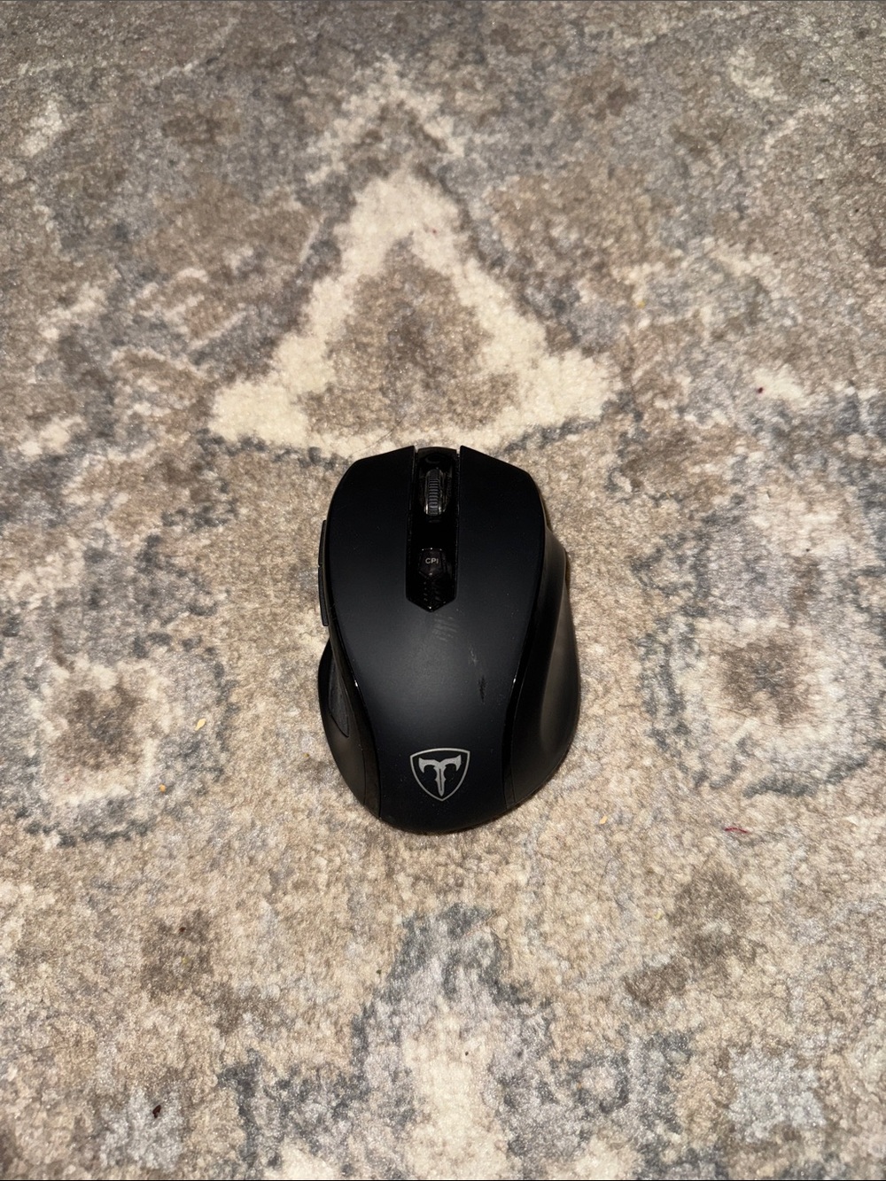 Wireless Black Computer Mouse with Shield Logo